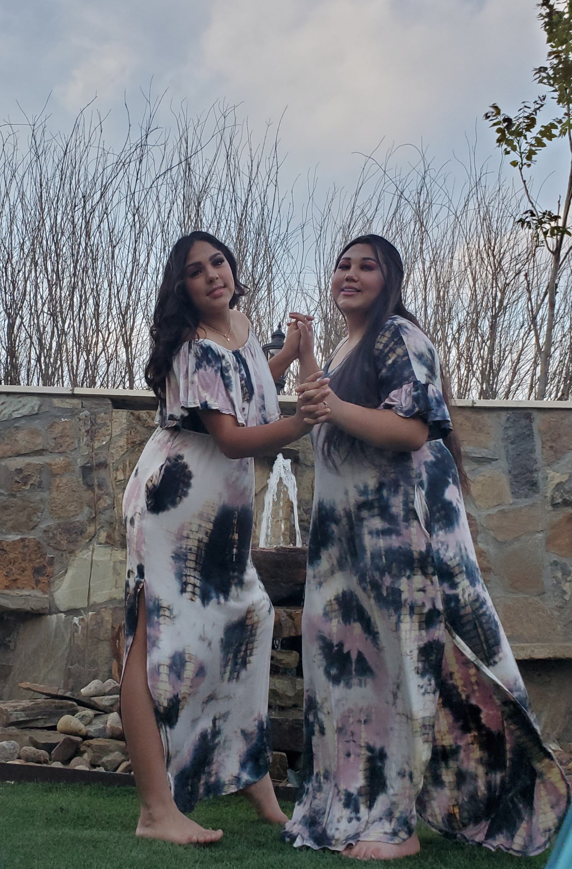Plus Size Mauve Ink Tye Dye Maxi Dress