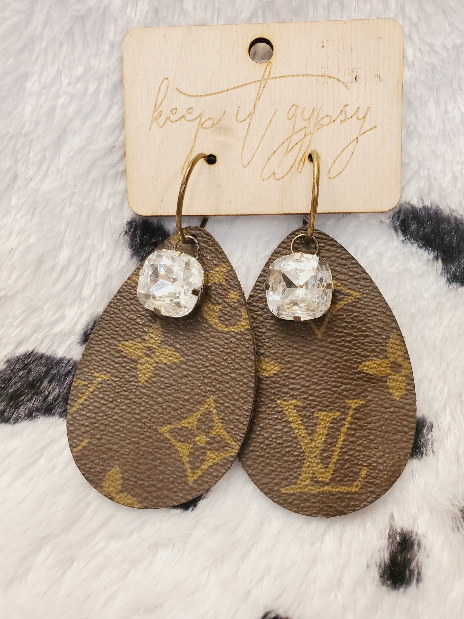 Upcycled Large Teardrop With Crystals