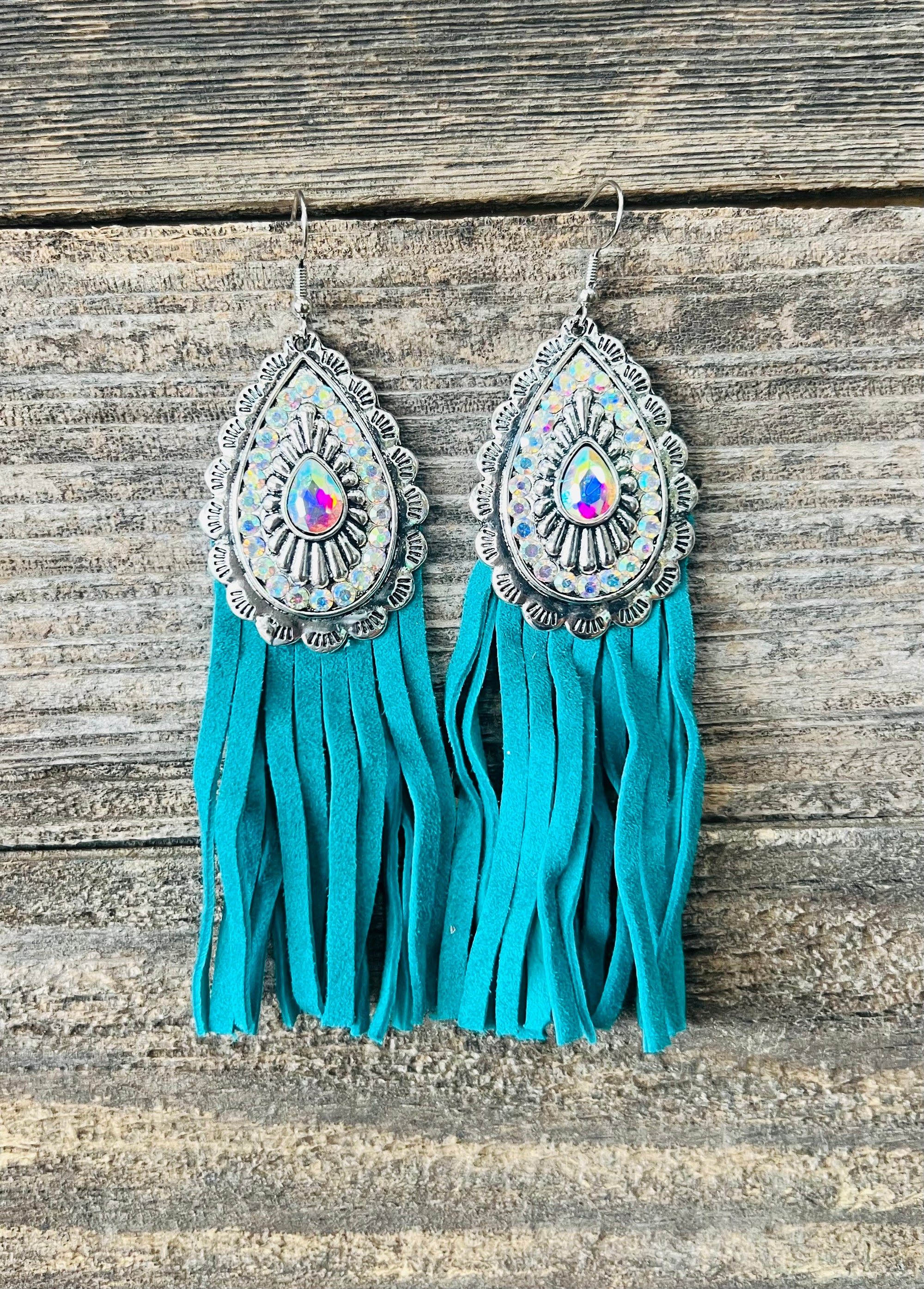 Crystal Silver Concho whit tassel turquoise