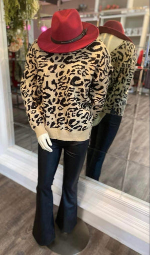 Twisted Back Leopard Sweater Top
