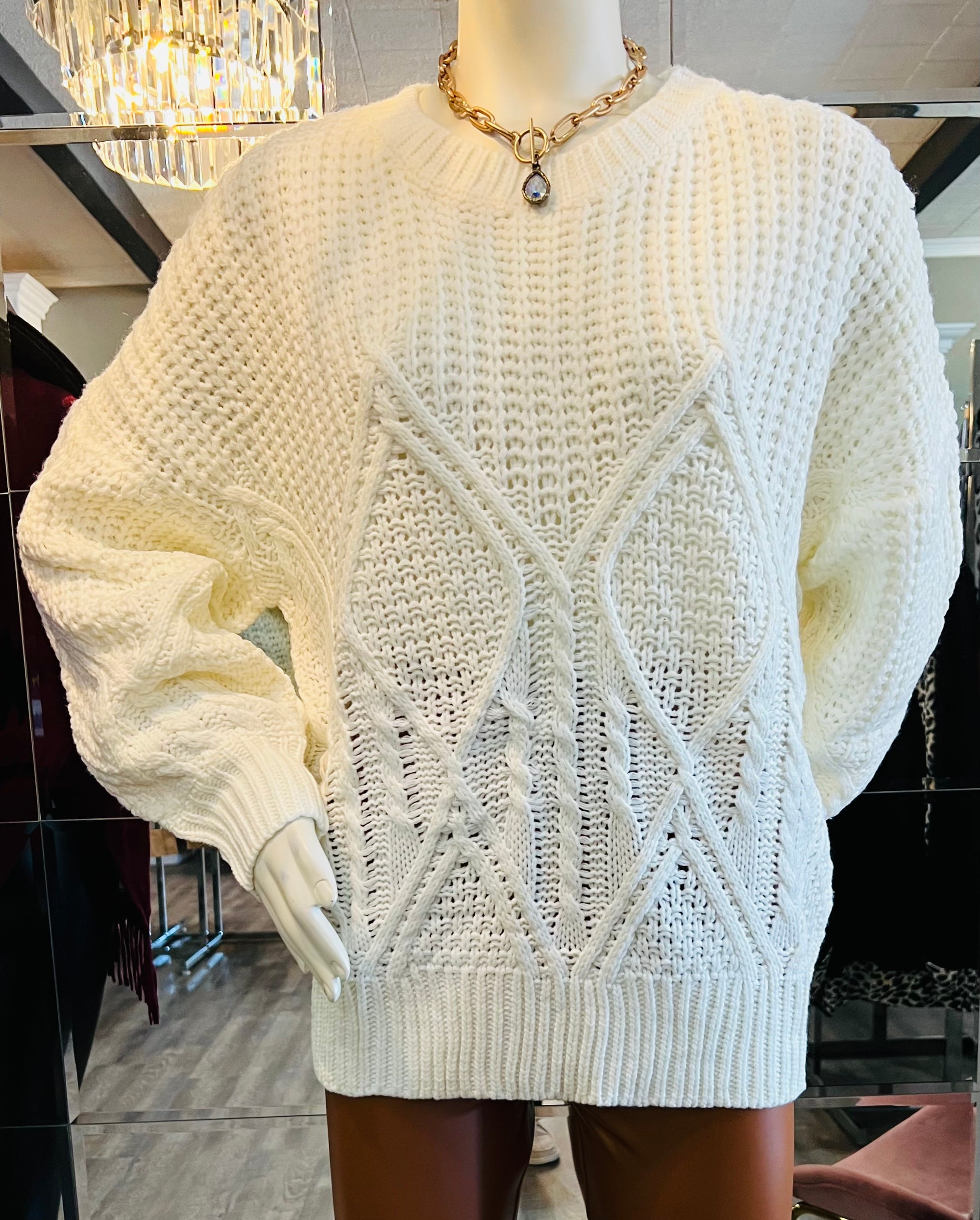 Cream Cable Knit Sweater