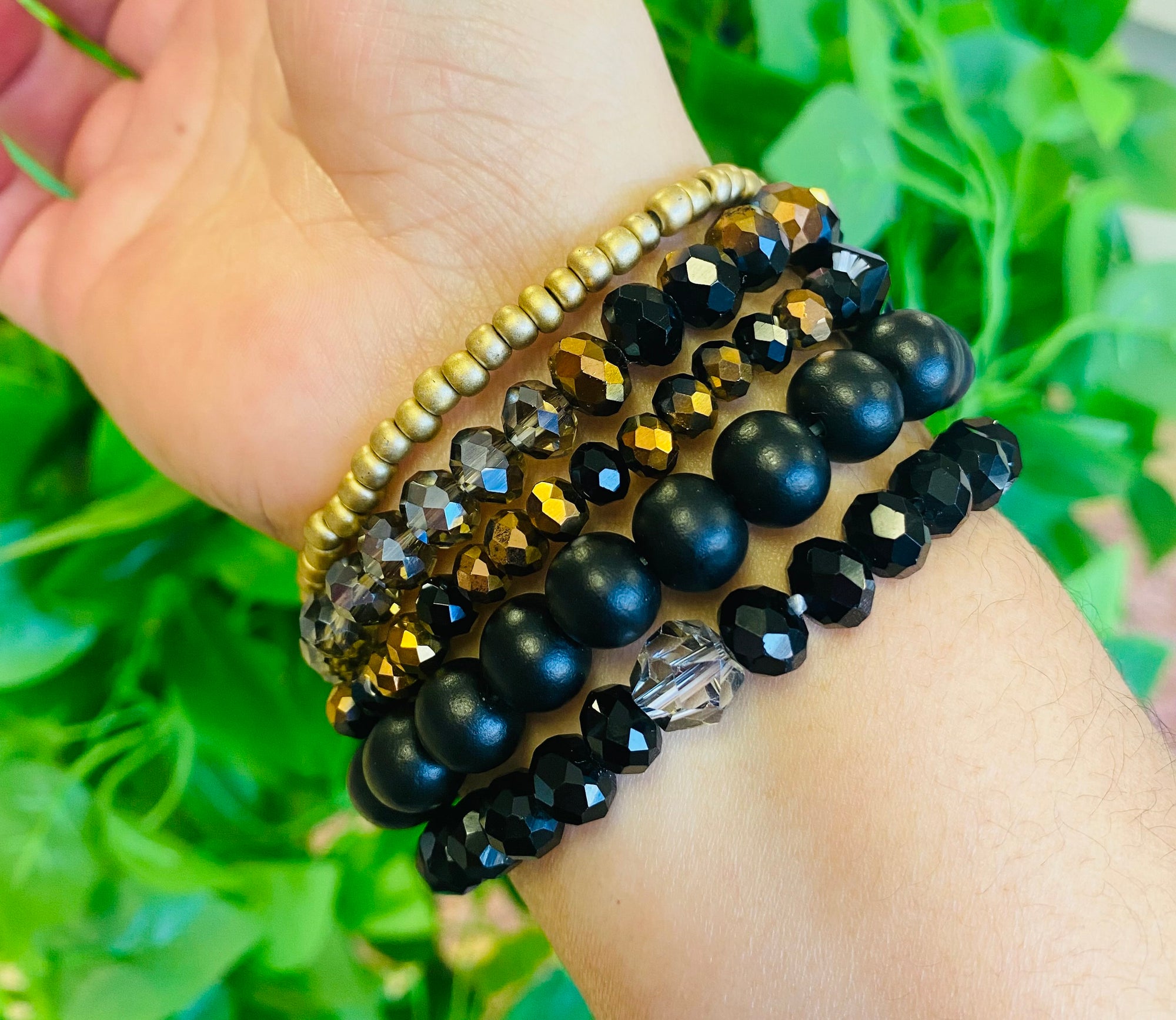 Multi Bead Bracelets Black