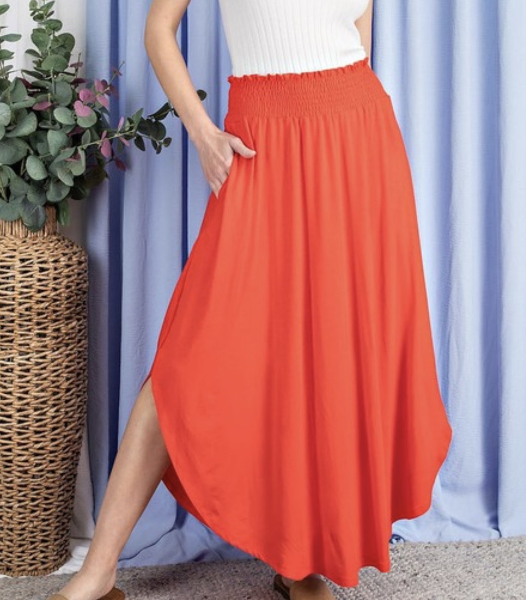 Smocked Maxi Skirt