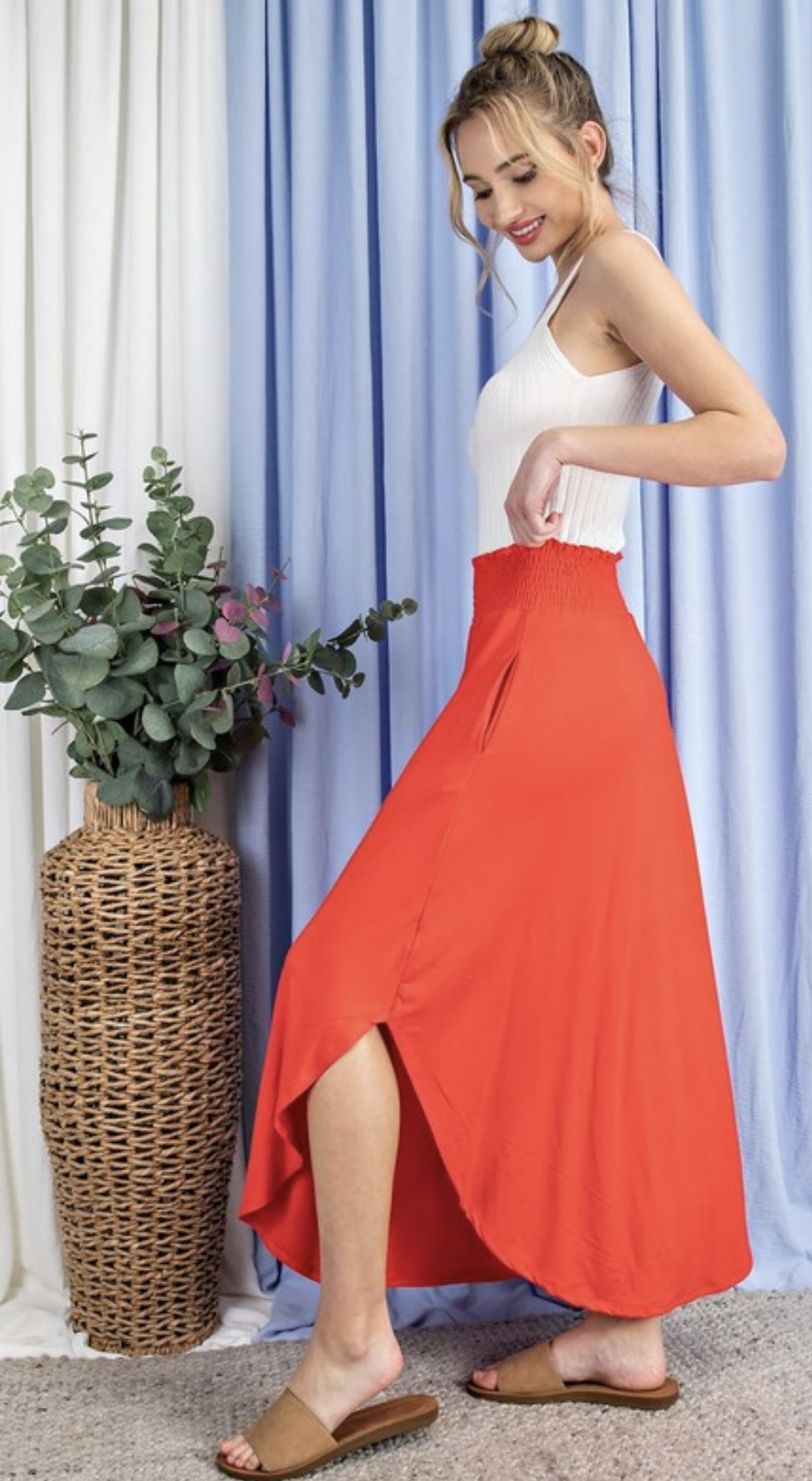 Smocked Maxi Skirt