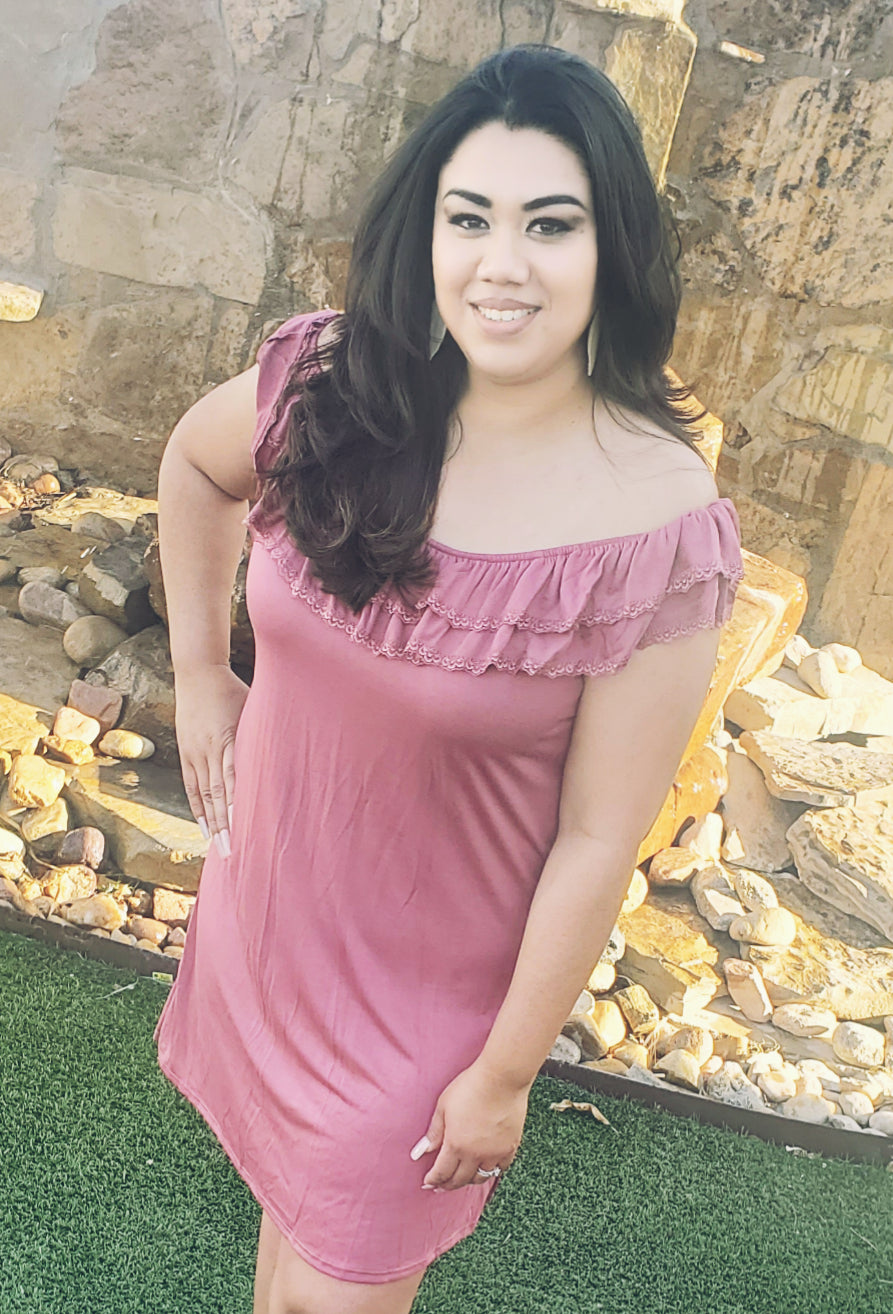 Off Shoulder Ruffle Detail Short Dress