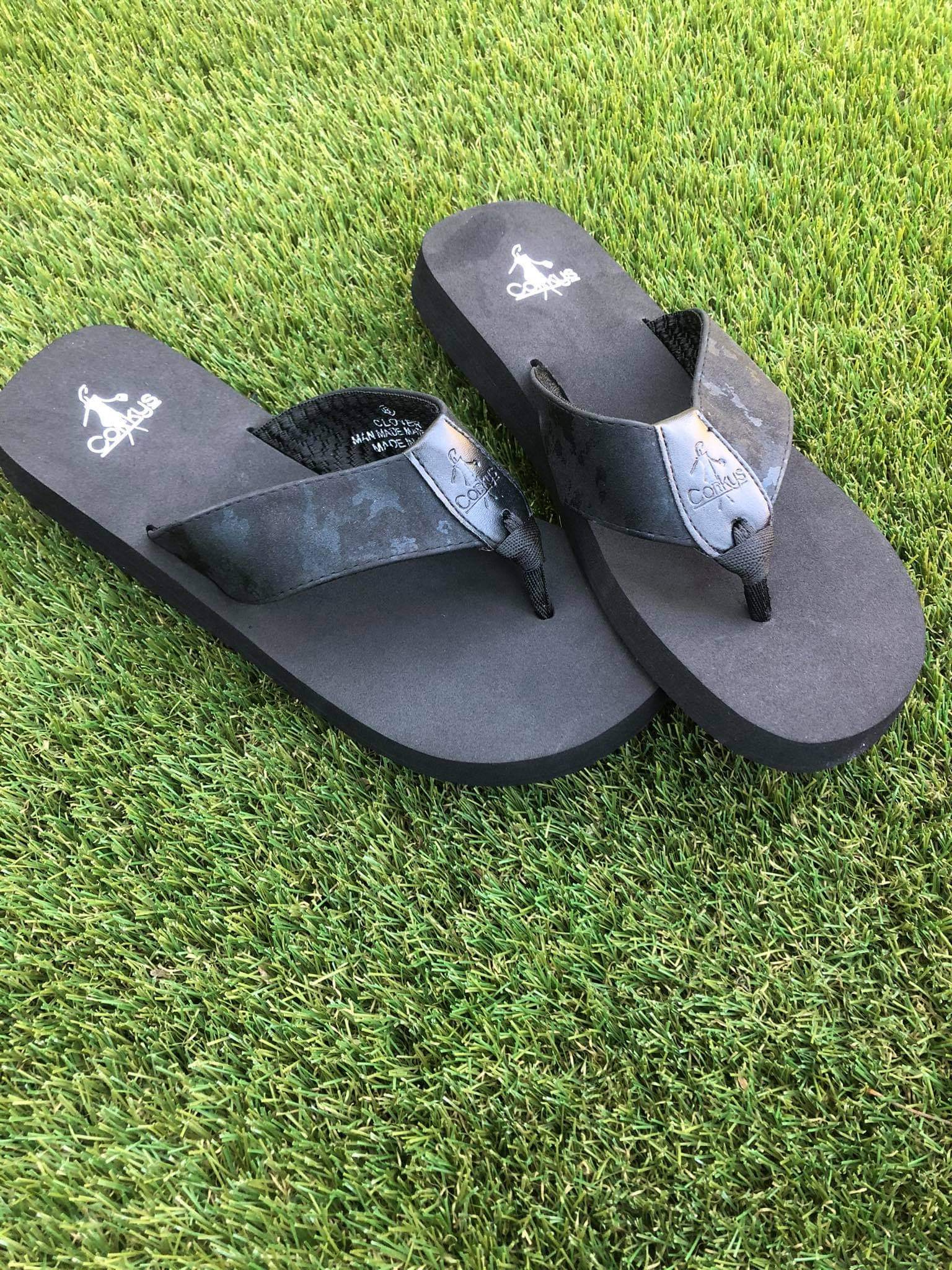 Corkys Black Clover Thong Sandal