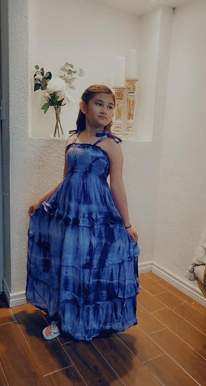 Girls Tie Dye Tiered Maxi Dress