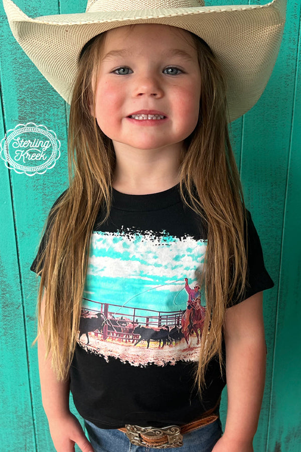 COWBOY COOL BLACK TEE KIDS - Tres Chic Trendz